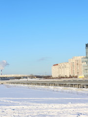 snow-covered coast on a winter day