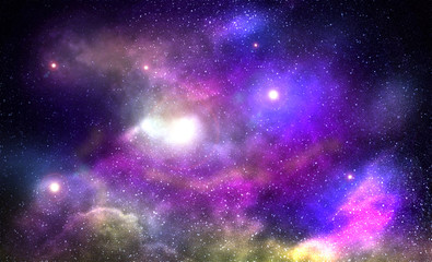 Cosmic Galaxy Background with nebula, stardust and bright shining stars