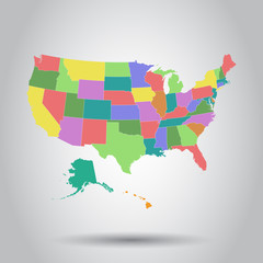 Vector illustration of a High Detail USA Map with federal states
