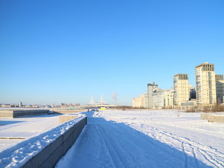 snow-covered coast on a winter day