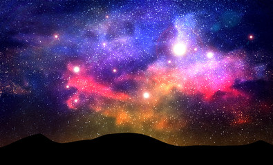 Cosmic Galaxy Background with nebula, stardust and bright shining stars