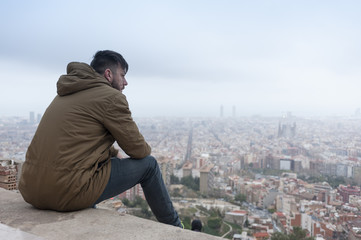 Man with Barcelona view