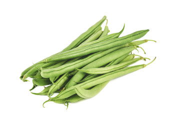 Portion of fresh green beans isolated on a white background