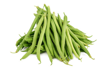 Fresh green beans isolated on a white background