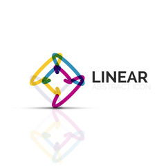 Abstract flower or star minimalistic linear icon, thin line geometric flat symbol for business icon design, abstract button or emblem