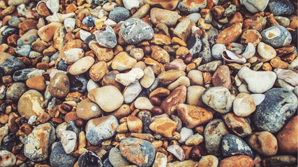 Colourful pebbles on Brighton beach