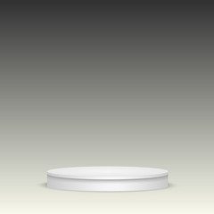 Blank template of white podium, scene musical, theater, concert or entertainment stage. Vector