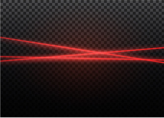 Abstract red laser beam. Transparent isolated on black background. Vector illustration.the lighting effect.floodlight directional.
