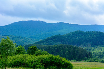 Obraz premium A wonderful landscape of the Ukrainian village in the Carpathian mountains