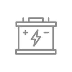Simple car battery, accumulator line icon. Symbol and sign vector illustration design. Isolated on white background