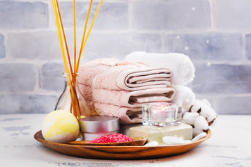 SPA setting on wooden tray