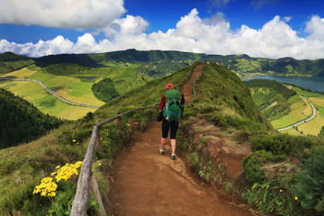 Obraz premium Landscape of Sete Cidades in Sao Miguel island, Azores Archipelago, Poprtugal, Europe