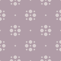 Simple vector polka dot seamless pattern in pastel color, pale purple and beige