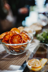 Aperitif preparation with dried fruit