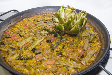 vegetal paella, typical spanish dish