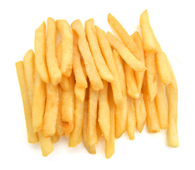 a pile of french fries isolated on white