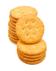 Delicious crackers isolated on white
