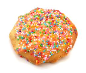 Sugar Cookie With Sprinkles Isolated On White
