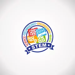 Fotobehang STEM Education Rubber Stamp Logo. Science Technology Engineering Mathematics. © arrow