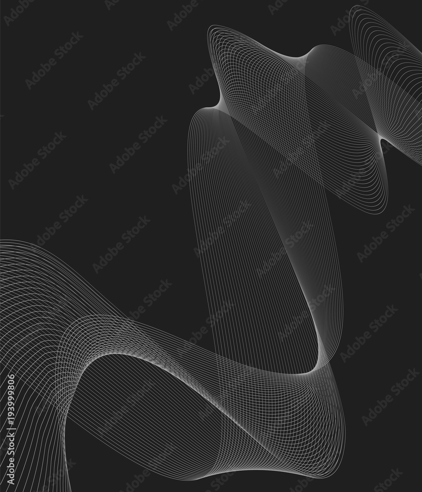 Poster design element many wavy lines black background07