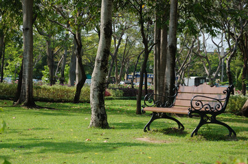 Empty bench in the garden