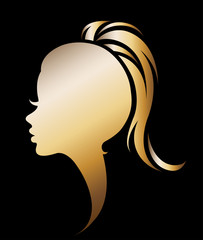 illustration vector of women silhouette golden icon