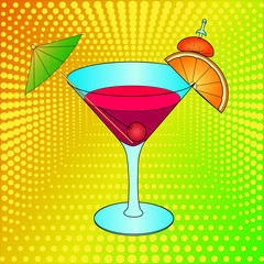 Bloody mary cocktail pop art hand drawn vector. Imitation comic style