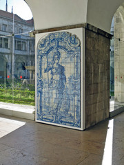Tiles. Portuguese, architecture. National Azulejo Museum in Lisbon.