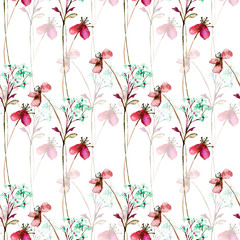 Summer seamless pattern with Stylized flowers