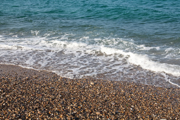 Wave of blue sea on beach in south korea at east sea 