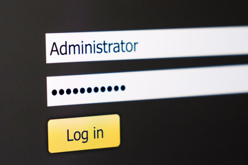 Login and password fields on screen