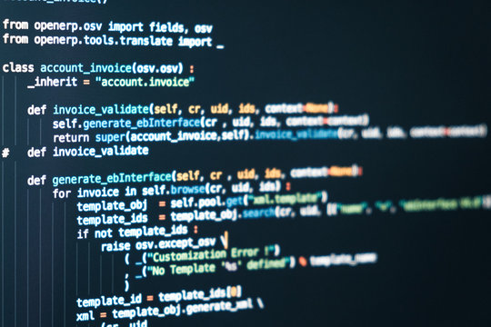 Coding programmer abstract background. Computer language script