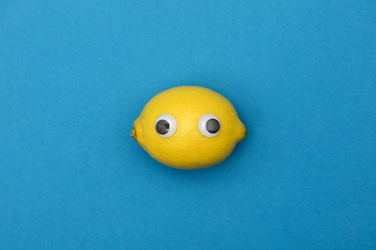 Yellow Lemon Face With Comedy Googly Eyes