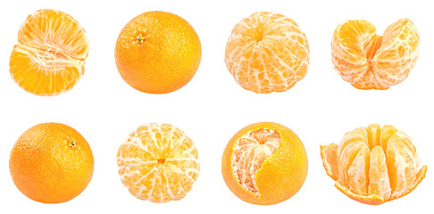 Collection of fresh mandarins isolated on white