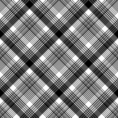 Black and white fabric texture check tartan seamless pattern