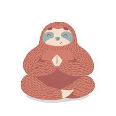 cute cartoon sloth sitting in yoga pose. cartoon animal vector illustration.unique hand drawn vector illustration with sloth.