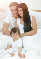 Obraz premium Family with kids in the morning.