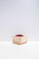  Azuki beans of korea in wooden bowl in white background 
