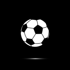 Fototapeta na wymiar White football ball icon. Vector white soccer ball isolated on black background.