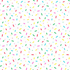 Seamless pattern with colorful sprinkles, confetti. Donut glaze background.