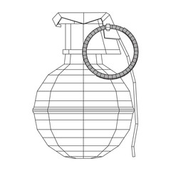 Hand bomb frag grenade wireframe low poly mesh vector illustration