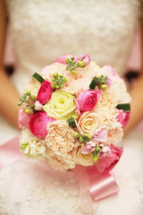 Bridal bouquet made from white roses