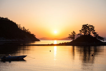 Sun rise in Jangheung, Korea. Jeongnamjin 