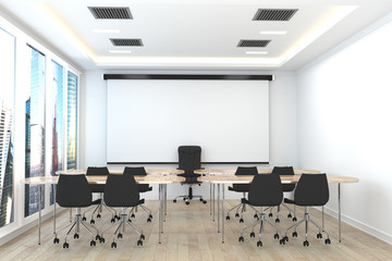 Office business - beautiful room -Conference room interior in white room. 3d rendering
