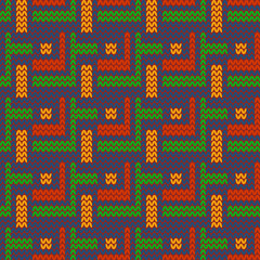 Abstract seamless pattern of multicolored yarns. Geometric texture.