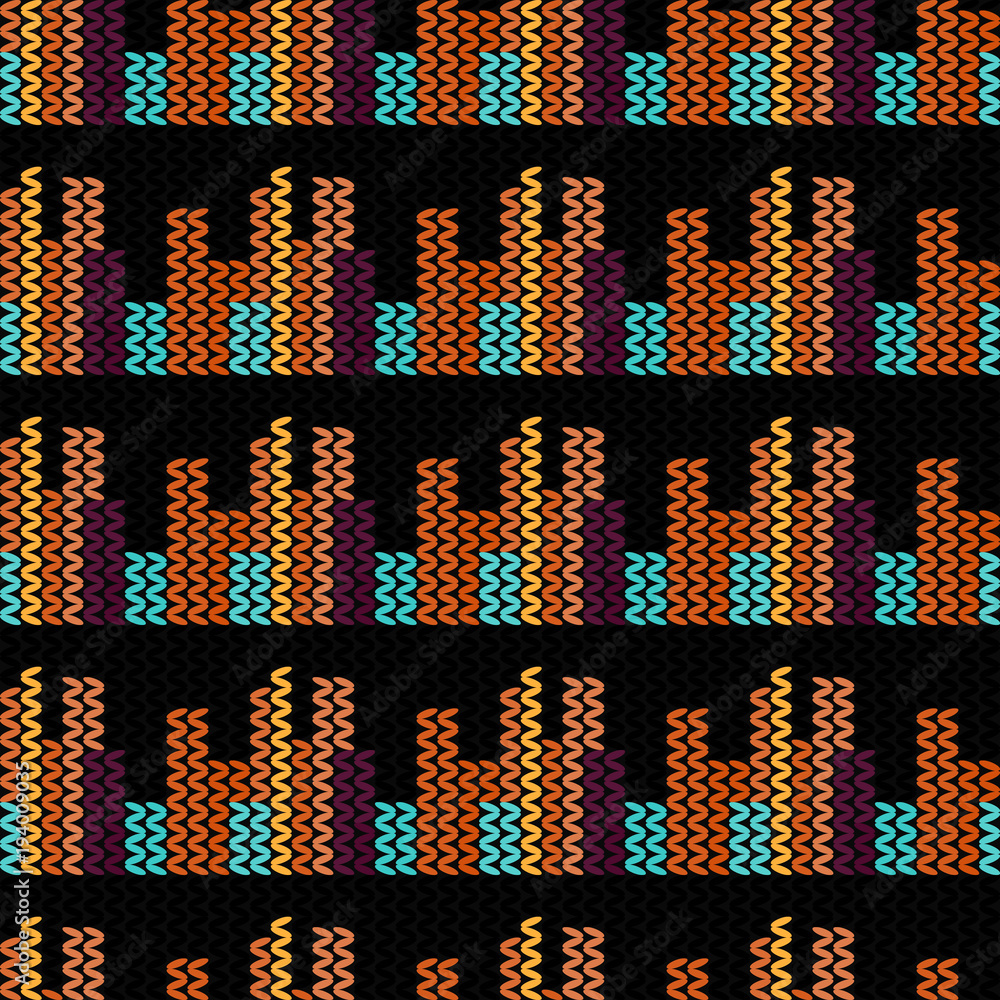 Poster abstract seamless pattern of multicolored yarns. geometric texture.
