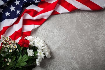 Fototapeta na wymiar USA flag on grey background