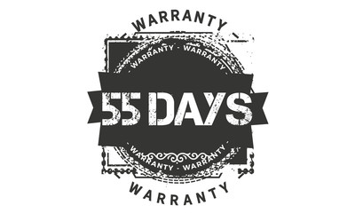 55 days warranty icon vintage rubber stamp guarantee