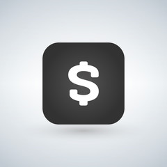 US Dollar Icon on black application Button. Vector illustration.