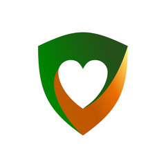 Love Shape In Shield logo Template